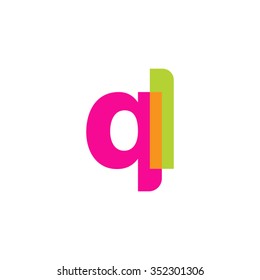 lowercase ql logo, pink green overlap transparent logo, modern lifestyle logo