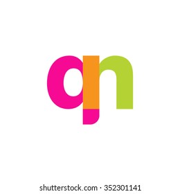 lowercase qn logo, pink green overlap transparent logo, modern lifestyle logo