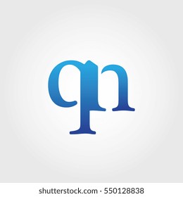 Lowercase qn Logotype. Blue Letter Logo. Letter Abbreviations. Vector Template Element.