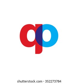 lowercase qo logo, red blue overlap transparent logo