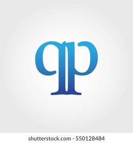 Lowercase qp Logotype. Blue Letter Logo. Letter Abbreviations. Vector Template Element.