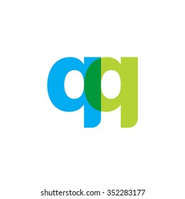 lowercase qq logo, blue green overlap transparent logo