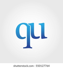 Lowercase qu Logotype. Blue Letter Logo. Letter Abbreviations. Vector Template Element.