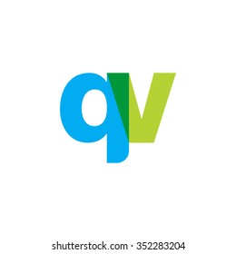 lowercase qv logo, blue green overlap transparent logo