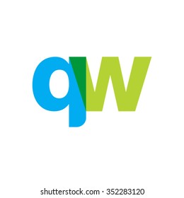 lowercase qw logo, blue green overlap transparent logo