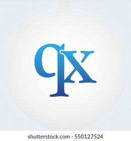 Lowercase qx Logotype. Blue Letter Logo. Letter Abbreviations. Vector Template Element.