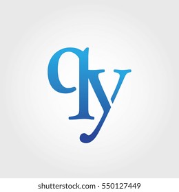 Lowercase qy Logotype. Blue Letter Logo. Letter Abbreviations. Vector Template Element.