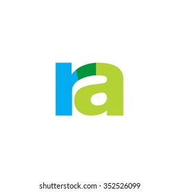 lowercase ra logo, blue green overlap transparent logo