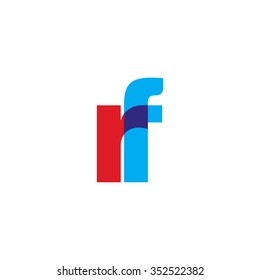 lowercase rf logo, red blue overlap transparent logo