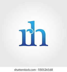 Lowercase rh Logotype. Blue Letter Logo. Letter Abbreviations. Vector Template Element.