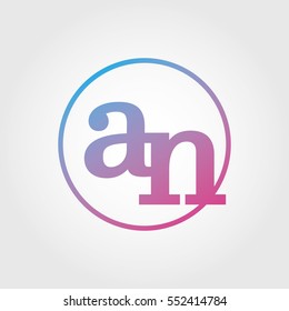 Lowercase an Ring Circle Logotype. Pink and Blue Gradient Logo Letter. Sign Abbreviations. Vector Template Element