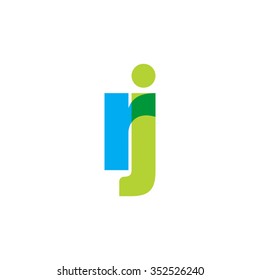 lowercase rj logo, blue green overlap transparent logo