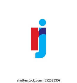lowercase rj logo, red blue overlap transparent logo