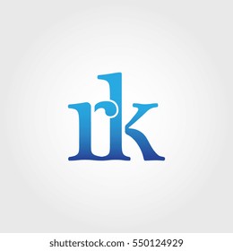 Lowercase rk Logotype. Blue Letter Logo. Letter Abbreviations. Vector Template Element.
