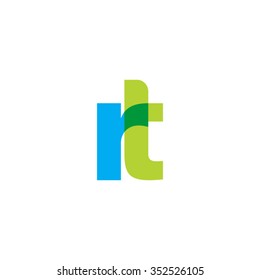lowercase rt logo, blue green overlap transparent logo