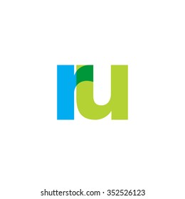 lowercase ru logo, blue green overlap transparent logo