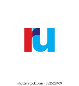 lowercase ru logo, red blue overlap transparent logo