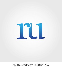 Lowercase ru Logotype. Blue Letter Logo. Letter Abbreviations. Vector Template Element.