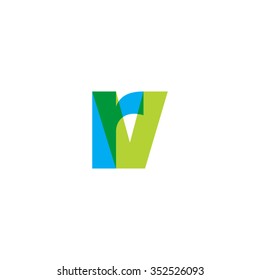 lowercase rv logo, blue green overlap transparent logo