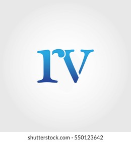 Lowercase rv Logotype. Blue Letter Logo. Letter Abbreviations. Vector Template Element.