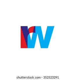 lowercase rw logo, red blue overlap transparent logo