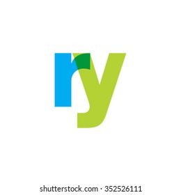 lowercase ry logo, blue green overlap transparent logo