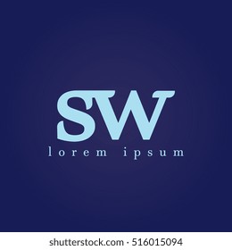 lowercase s and w vector logo. sw initial design template for download