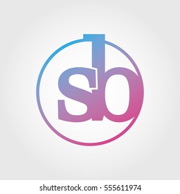 Lowercase sb Ring Circle Logotype. Pink and Blue Gradient Logo Letter. Sign Abbreviations. Vector Template Element