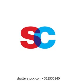 lowercase sc logo, red blue overlap transparent logo