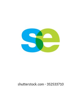 lowercase se logo, blue green overlap transparent logo