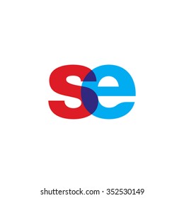 lowercase se logo, red blue overlap transparent logo