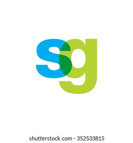 lowercase sg logo, blue green overlap transparent logo