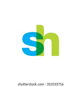 lowercase sh logo, blue green overlap transparent logo