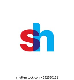 lowercase sh logo, red blue overlap transparent logo