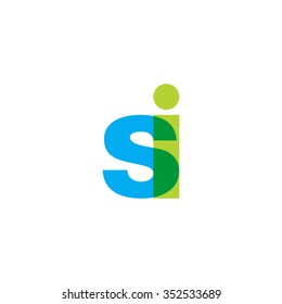 lowercase si logo, blue green overlap transparent logo