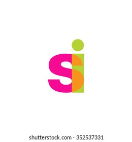 lowercase si logo, pink green overlap transparent logo, modern lifestyle logo