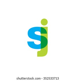 lowercase sj logo, blue green overlap transparent logo