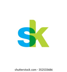 lowercase sk logo, blue green overlap transparent logo