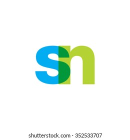 lowercase sn logo, blue green overlap transparent logo