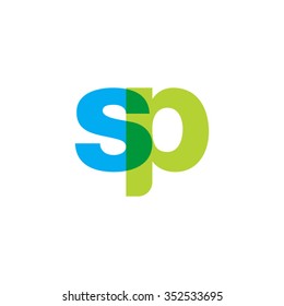 lowercase sp logo, blue green overlap transparent logo