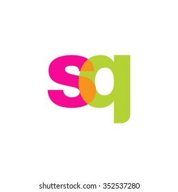 lowercase sq logo, pink green overlap transparent logo, modern lifestyle logo