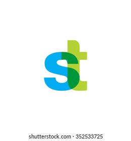 lowercase st logo, blue green overlap transparent logo