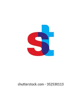 lowercase st logo, red blue overlap transparent logo
