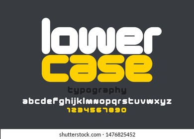 Lowercase style modern font design, alphabet letters and numbers vector illustration