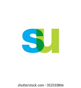 lowercase su logo, blue green overlap transparent logo