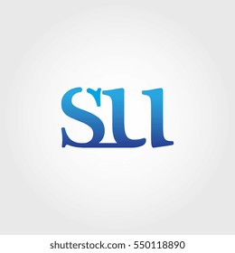 Lowercase su Logotype. Blue Letter Logo. Letter Abbreviations. Vector Template Element.