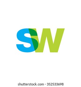 lowercase sw logo, blue green overlap transparent logo
