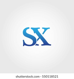 Lowercase sx Logotype. Blue Letter Logo. Letter Abbreviations. Vector Template Element.