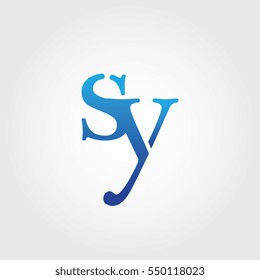 Lowercase sy Logotype. Blue Letter Logo. Letter Abbreviations. Vector Template Element.