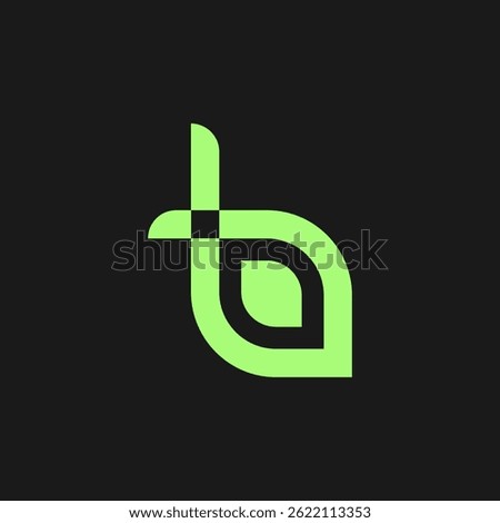 Lowercase T B Monogram Logo with Leaf in Modern Minimal Style